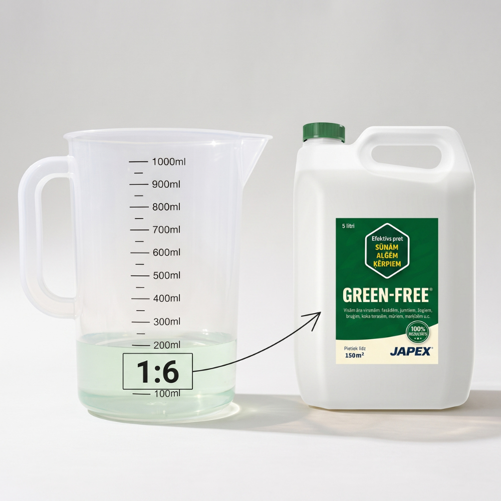 GREEN-FREE® 5L - līdzeklis sūnu, aļģu un ķērpju noņemšanai